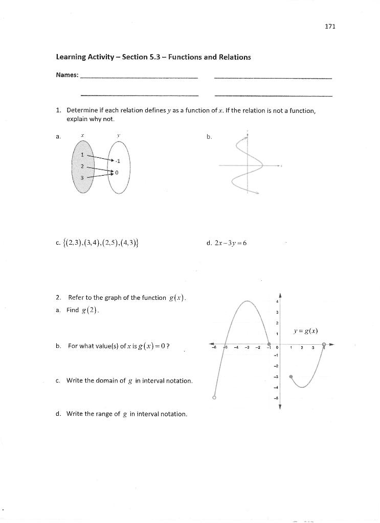 Solved Learning Activity - Section 5.3 - Functions and | Chegg.com