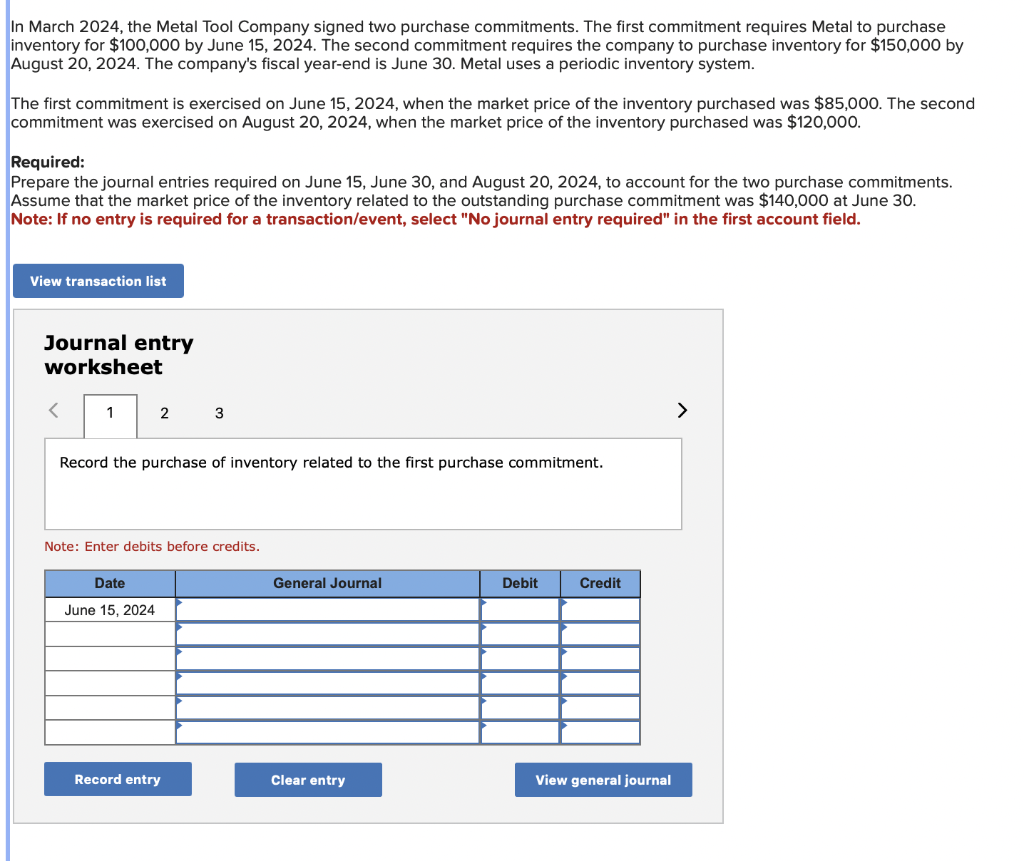 Solved In March 2024, the Metal Tool Company signed two