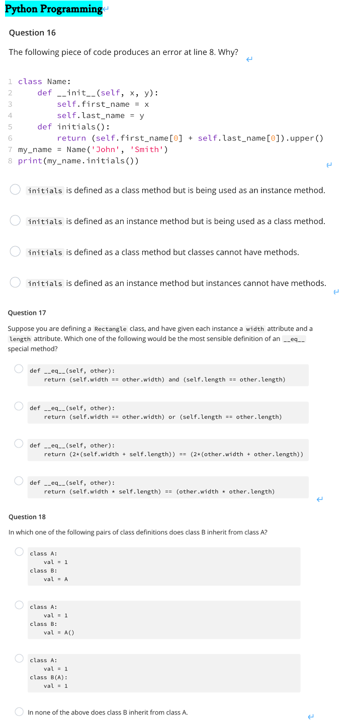 Programming Questions Python - Unique Interview Questions