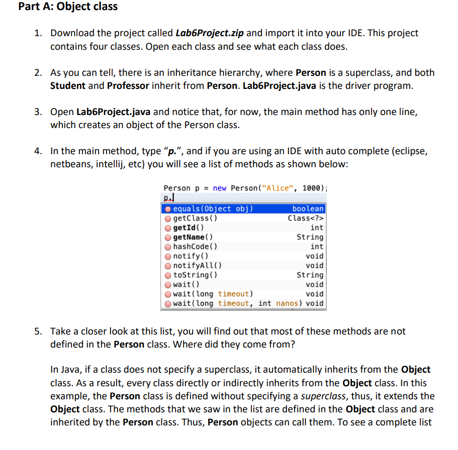 Overview 1 Part A Object Class 2 Part B Chegg Com