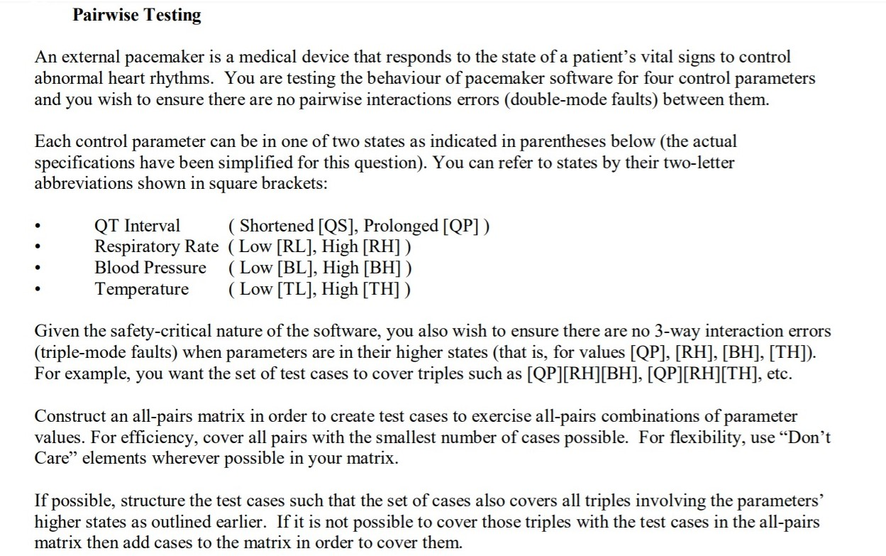 Topic: Software Testing An external pacemaker is a | Chegg.com