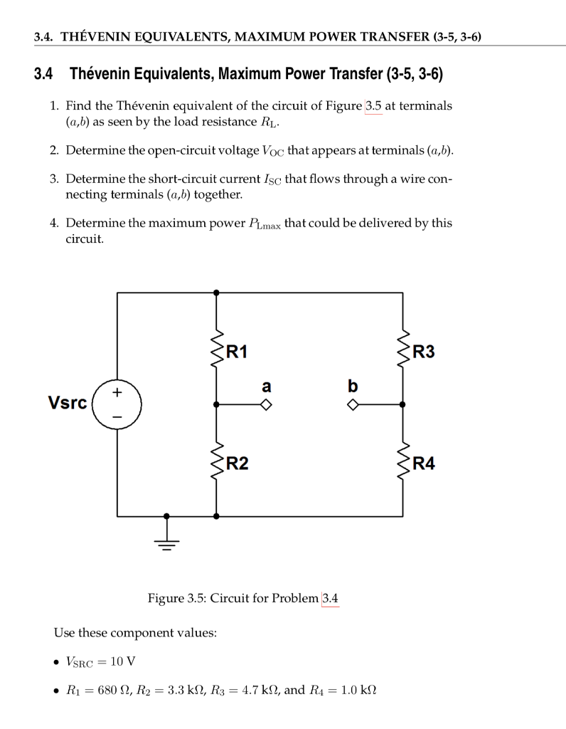 Solved 3.4. THÉVENIN EQUIVALENTS, MAXIMUM POWER TRANSFER