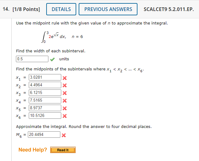 Solved Use the midpoint rule with the given value of n to | Chegg.com