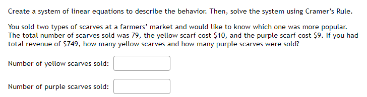Solved Create a system of linear equations to describe the | Chegg.com