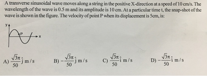 Solved A Transverse Sinusoidal Wave Moves Along A String In