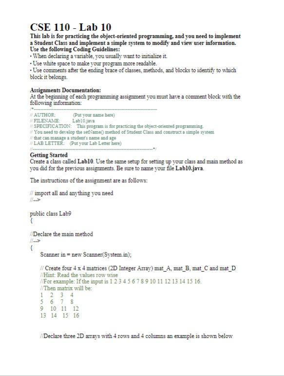 Solved CSE 110 - Lab 10 This lab is for practicing the | Chegg.com
