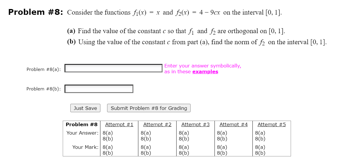 Solved Problem # 8: Consider the functions f1(x)=x ﻿and | Chegg.com