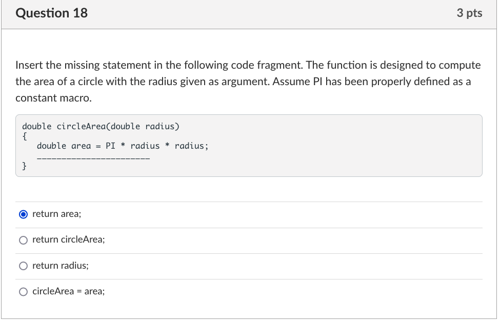 Solved Insert the missing statement in the following code | Chegg.com