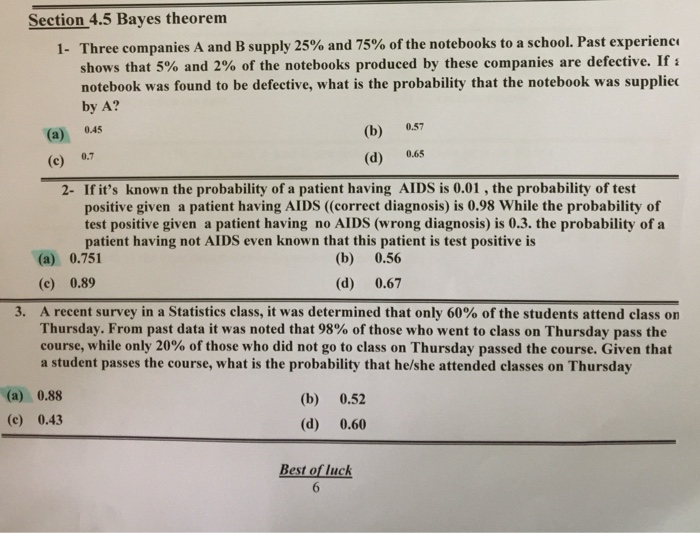 Solved Section 4.5 Bayes theorem Three companies A and B | Chegg.com