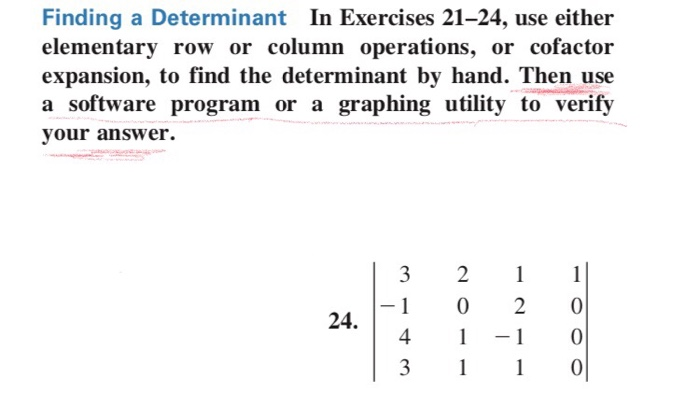Solved Finding A Determinant In Exercises 21 24 Use Either Chegg Solved Finding A Determinant In Exercises 21 24 Use Either Chegg