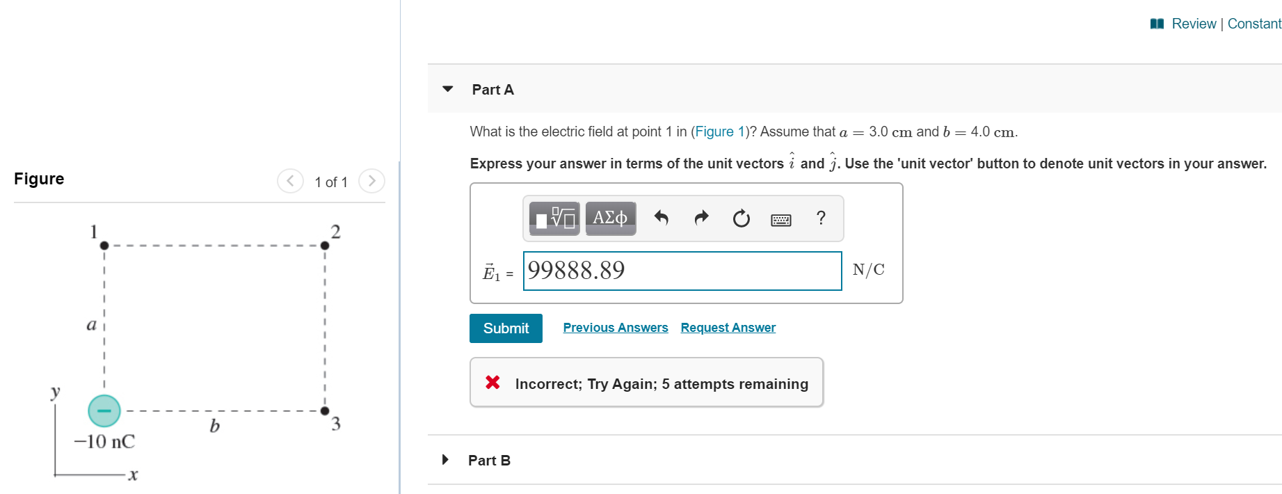 Solved Review Constant Part A What is the electric field at | Chegg.com