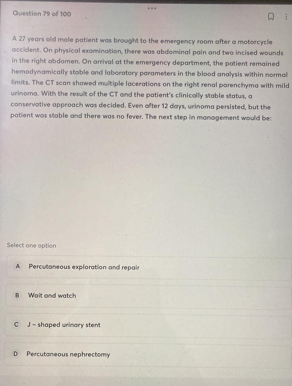 Solved Question 79 of 100 a A 27 years old male patient was | Chegg.com