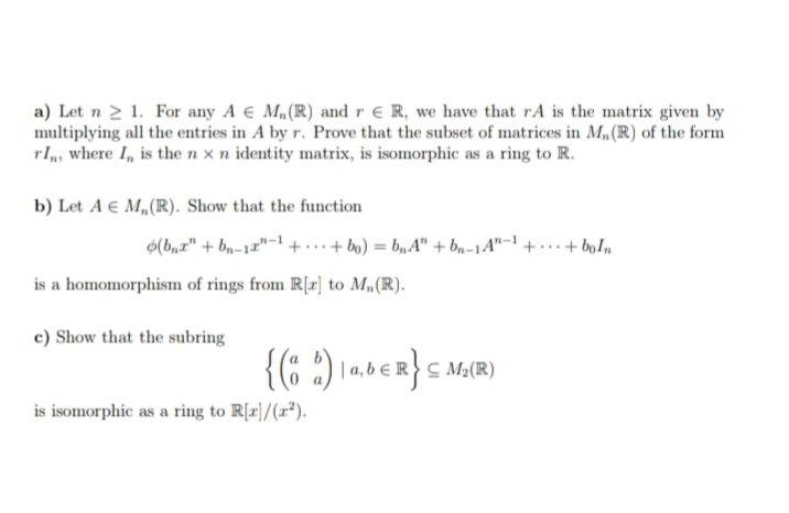 Solved A Let N 1 For Any Ae M R And R Er We Have T Chegg Com