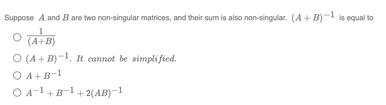 the sum of two singular matrices may be non singular