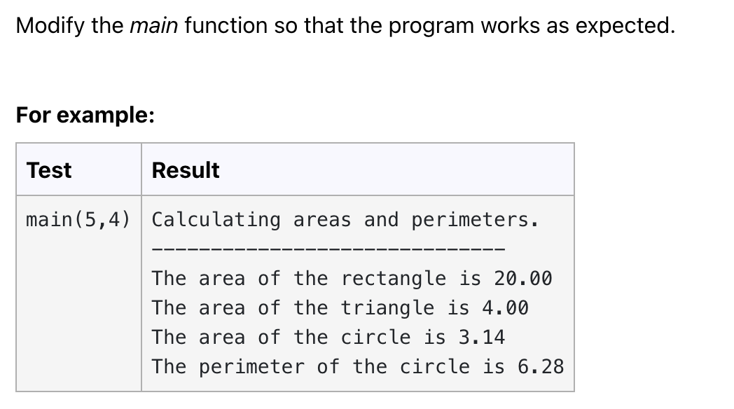 Solved Write the main function so that it works as shown in | Chegg.com