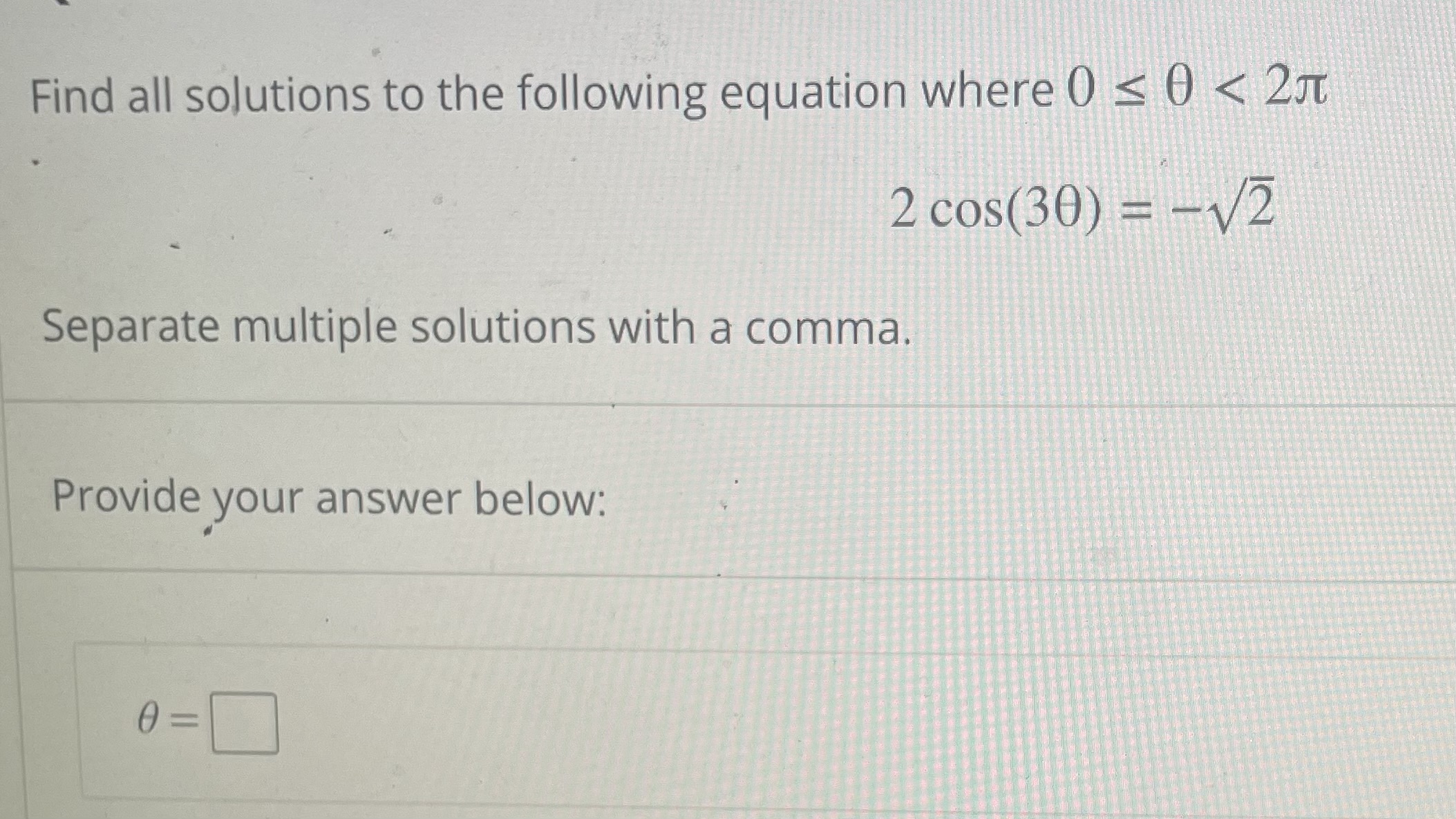 Solved Find All Solutions To The Following Equation Where | Chegg.com