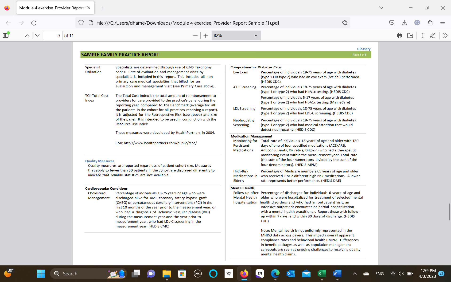 SAMPLE FAMILY PRACTICE REPORT Overall Summary by