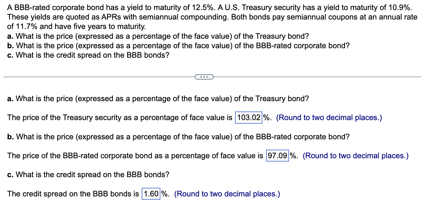 Solved A BBB-rated Corporate Bond Has A Yield To Maturity Of | Chegg.com