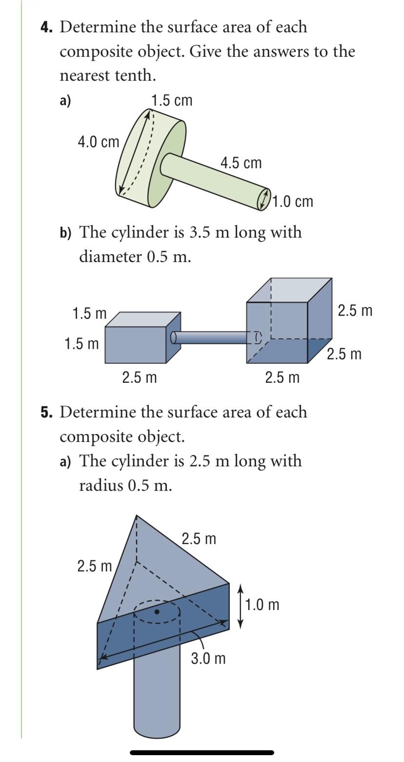 Solved 4. Determine the surface area of each composite | Chegg.com