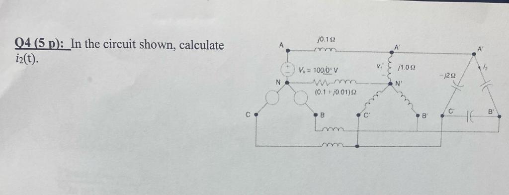 Solved Q4 (5 P): In The Circuit Shown, Calculate I2(t) | Chegg.com