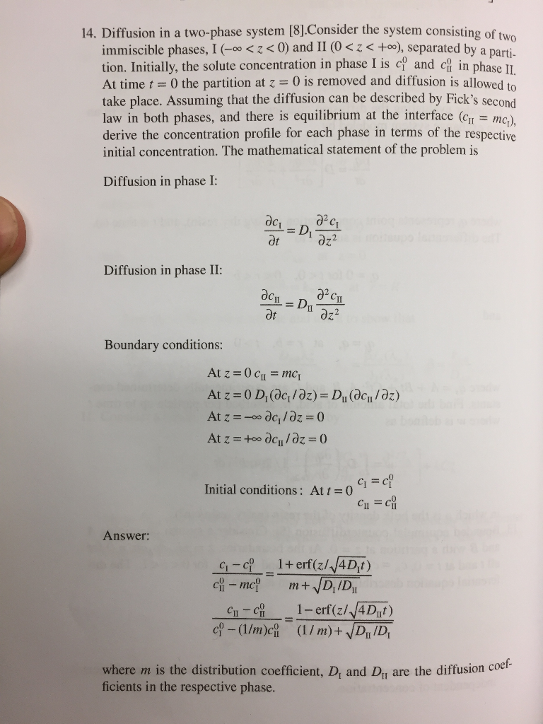 14. Diffusion in a two-phase system [8).Consider the | Chegg.com
