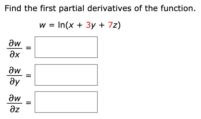 Solved Find the first partial derivatives of the function | Chegg.com