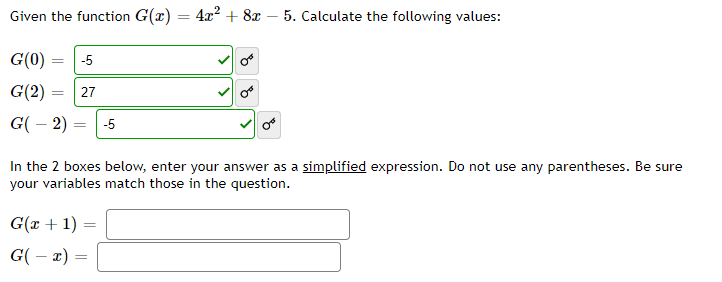 Solved Given the function G(x) = 4.c+ 8x – 5. Calculate the | Chegg.com