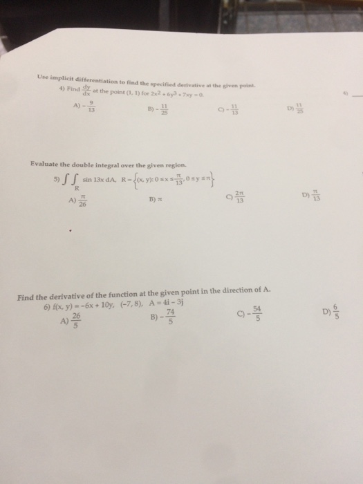 Solved Use implicit differentiation to find the specified | Chegg.com
