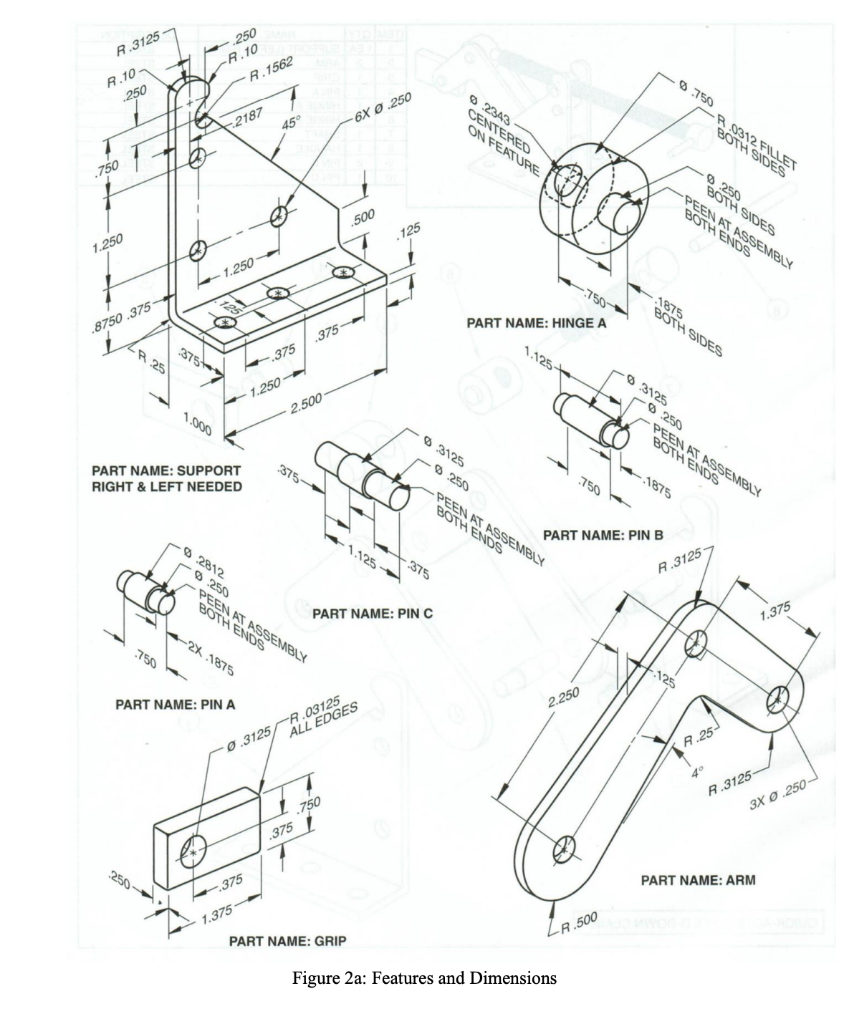 Problem: Create solid model for each component the | Chegg.com