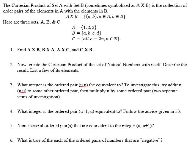 Solved The Cartesian Product Of Set A With Set B (sometimes | Chegg.com