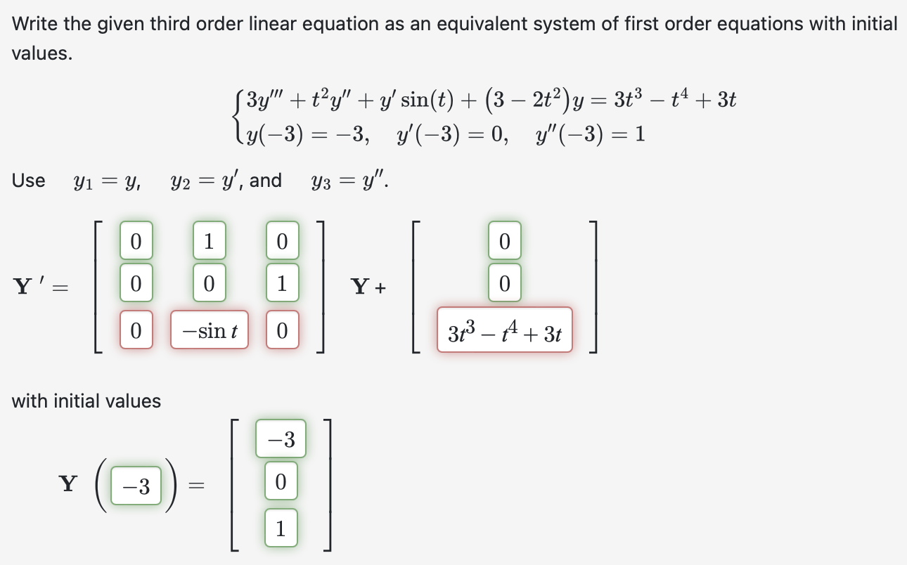 Solved Write the given third order linear equation as an | Chegg.com