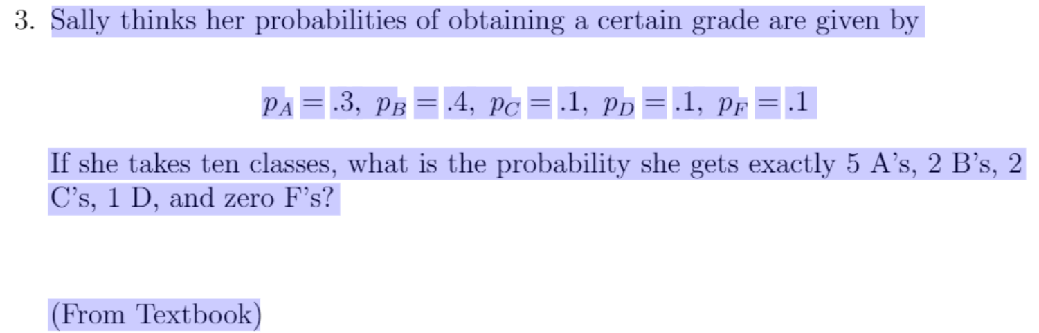 Solved 3. Sally thinks her probabilities of obtaining a | Chegg.com