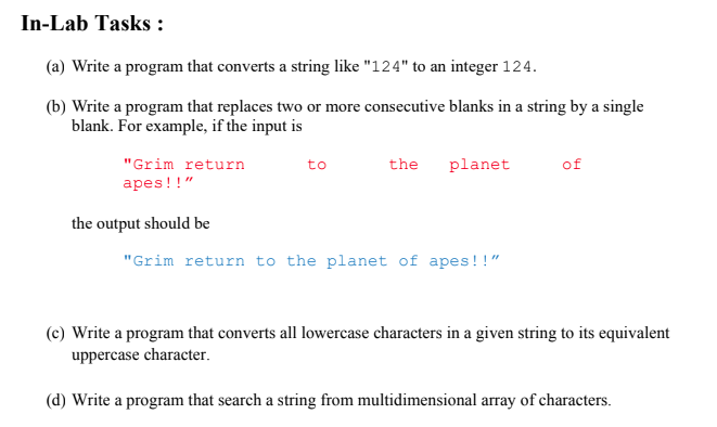 Solved In-Lab Tasks : (a) Write a program that converts a | Chegg.com