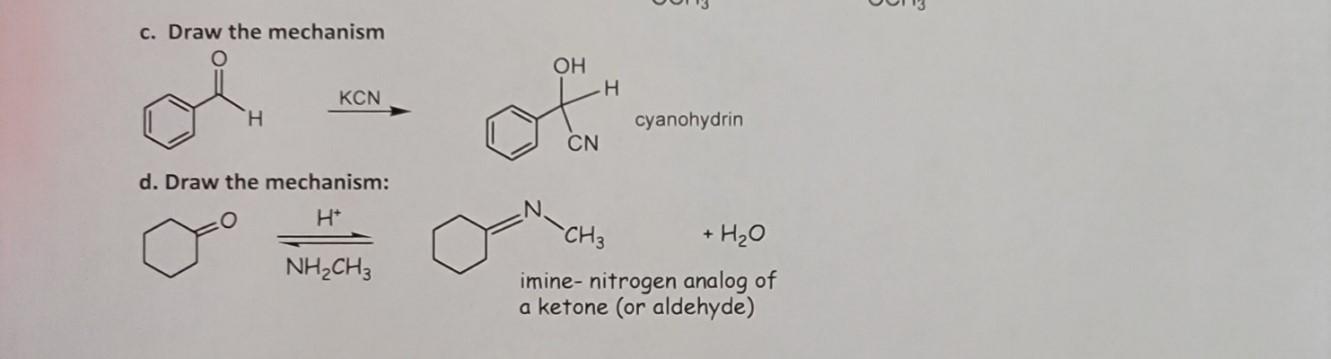 Solved c. Draw the mechanism cyanohydrin d. Draw the | Chegg.com