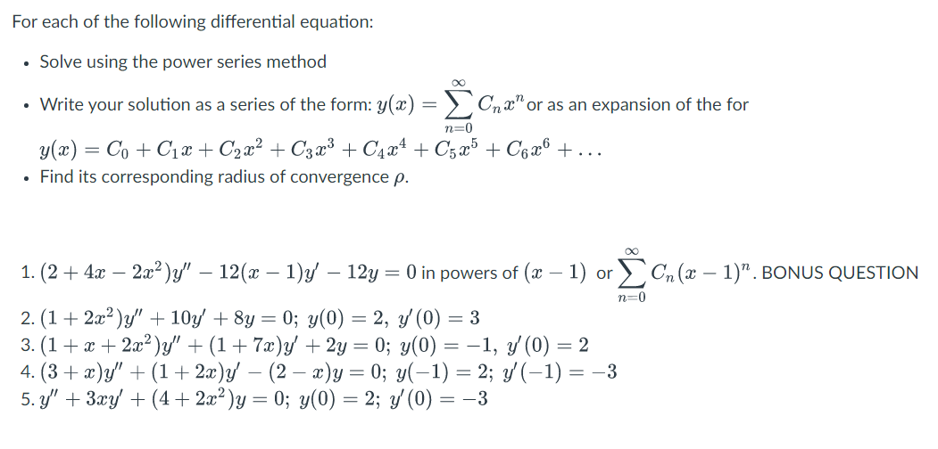 Solved For each of the following differential equation: - | Chegg.com