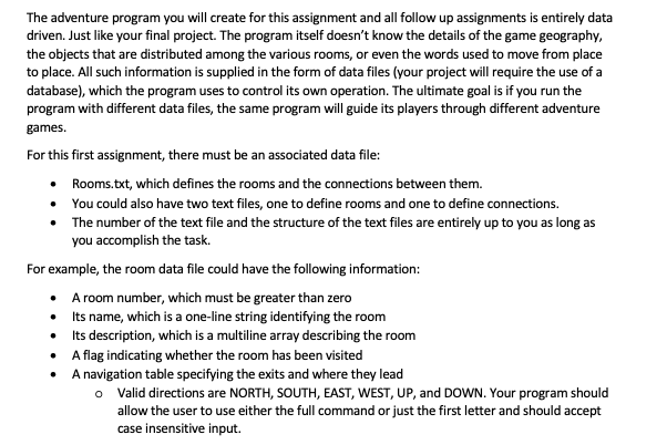 The adventure program you will create for this | Chegg.com