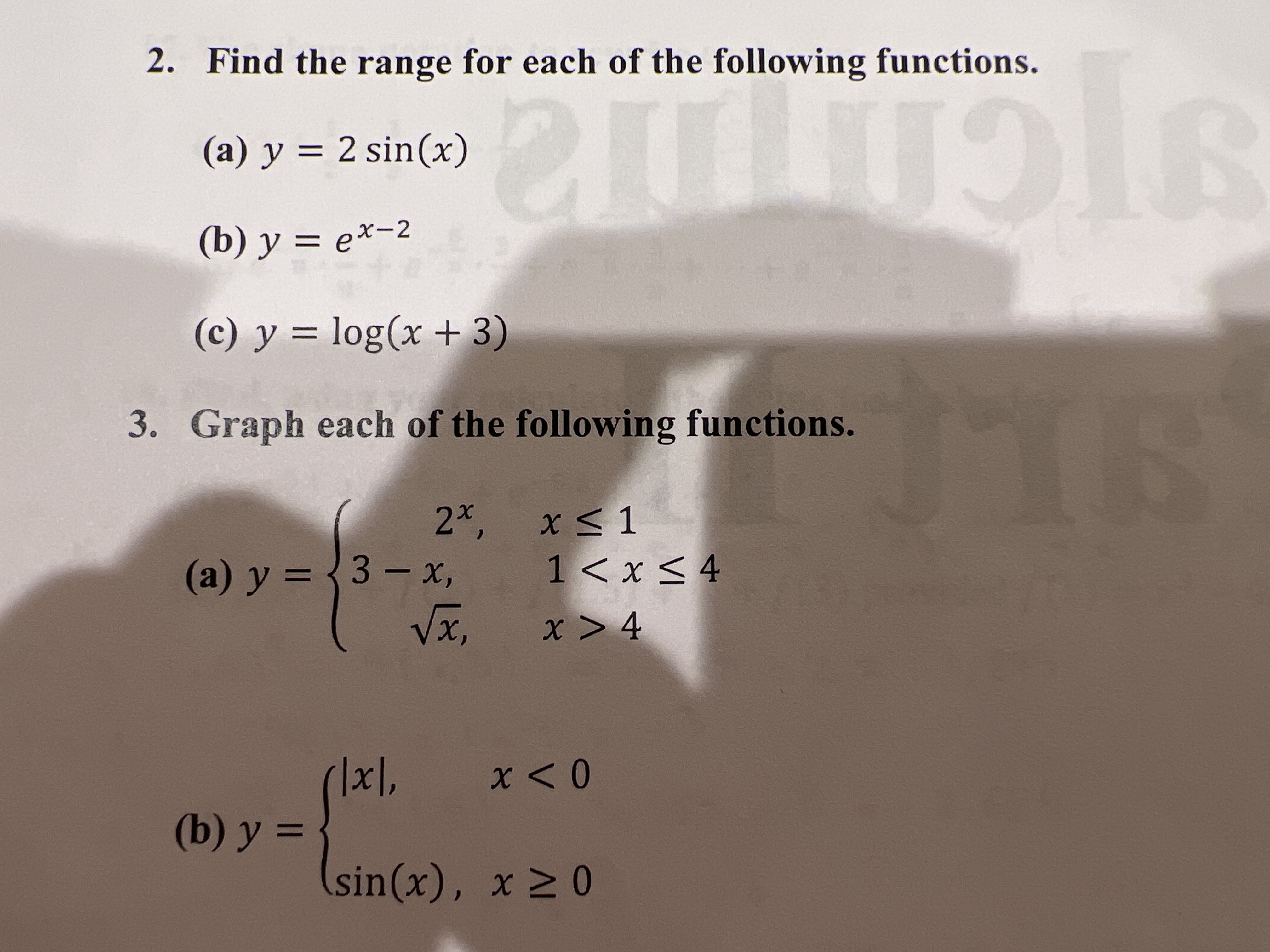 what is the range of y 3sin x 2