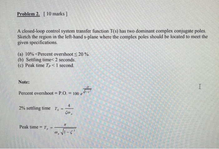 Solved Problem 2. [ 10 marks A closed-loop control system | Chegg.com