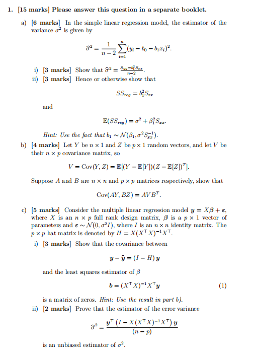 Solved 1. (15 Marks] Please Answer This Question In A | Chegg.com