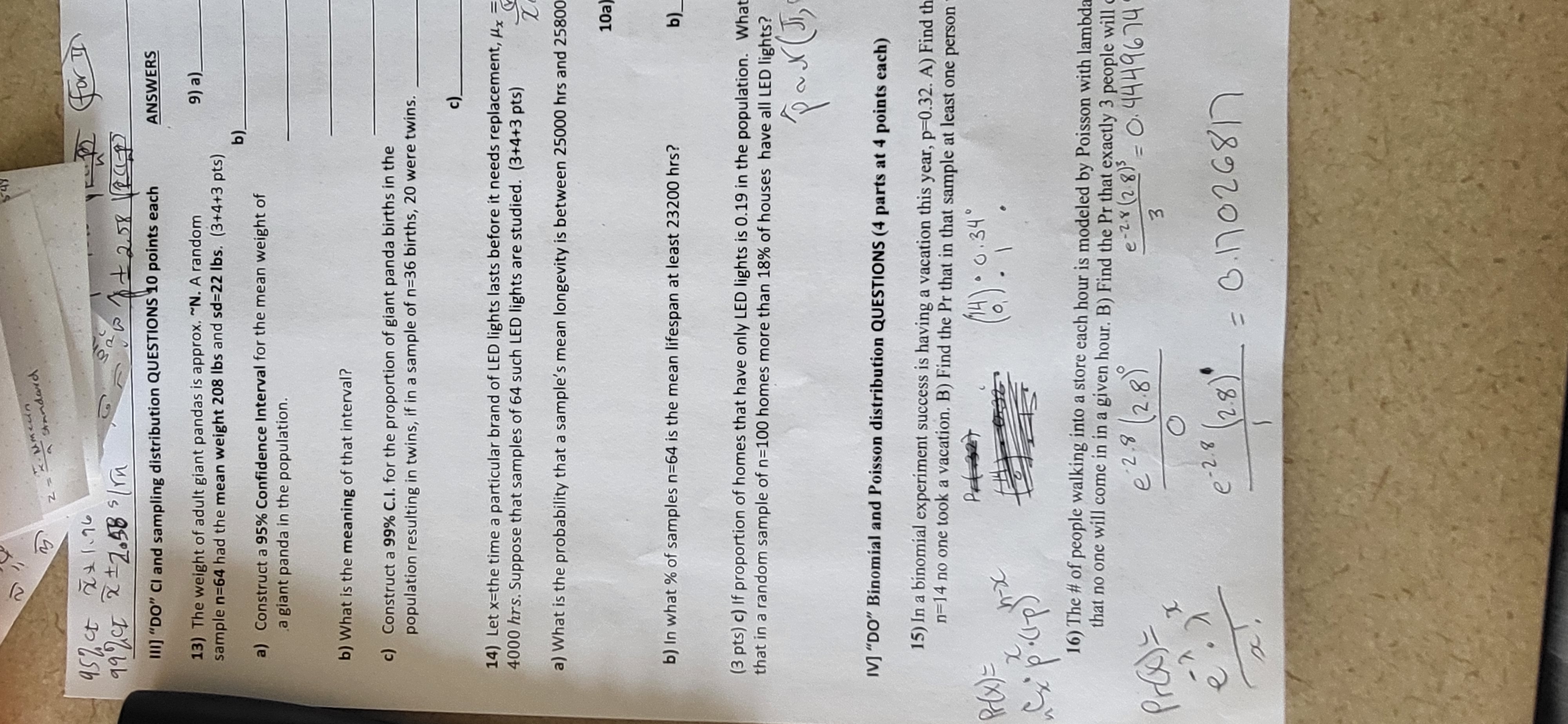 III] "DO" CI and sampling distribution QUESTIONS 10