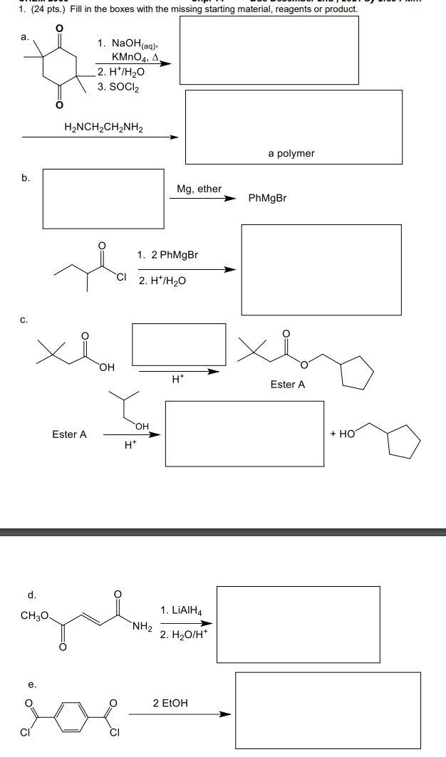 Solved ) Fill in the boxes with the missing starting | Chegg.com
