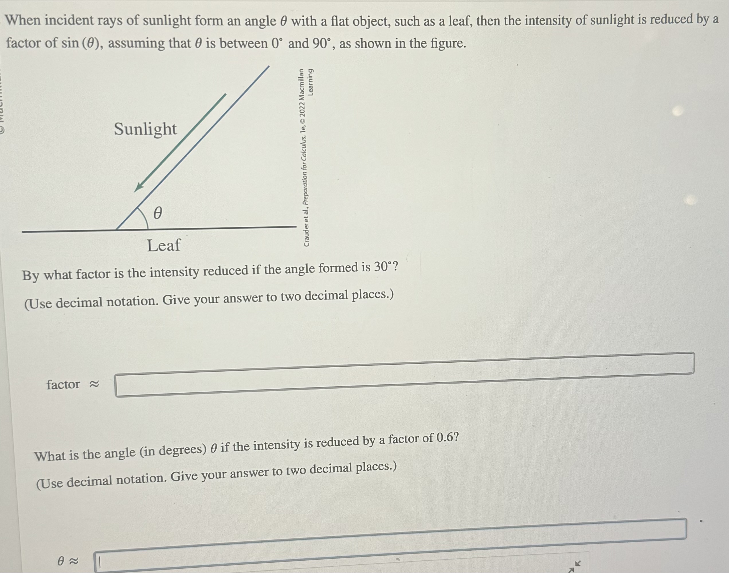 Solved When incident rays of sunlight form an angle θ with a | Chegg.com