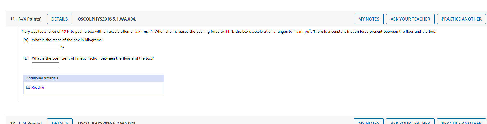 Solved [ 4 Points ] Oscolphys2016 5 1 Wa 004 A What Is