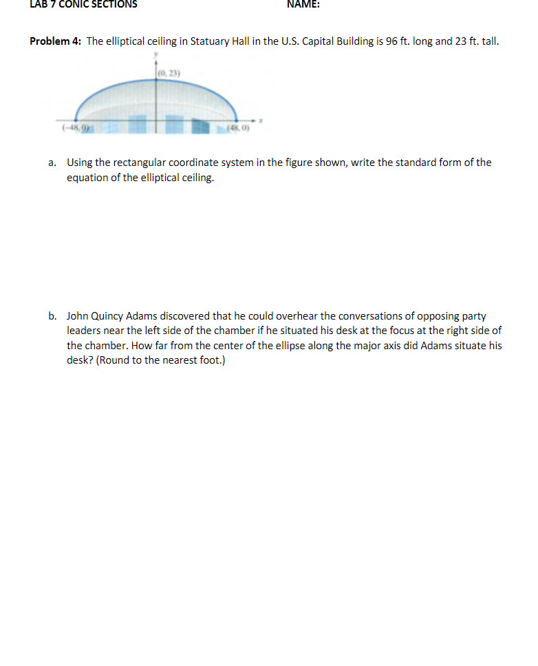 Solved Problem 4 The elliptical ceiling in Statuary Hall in