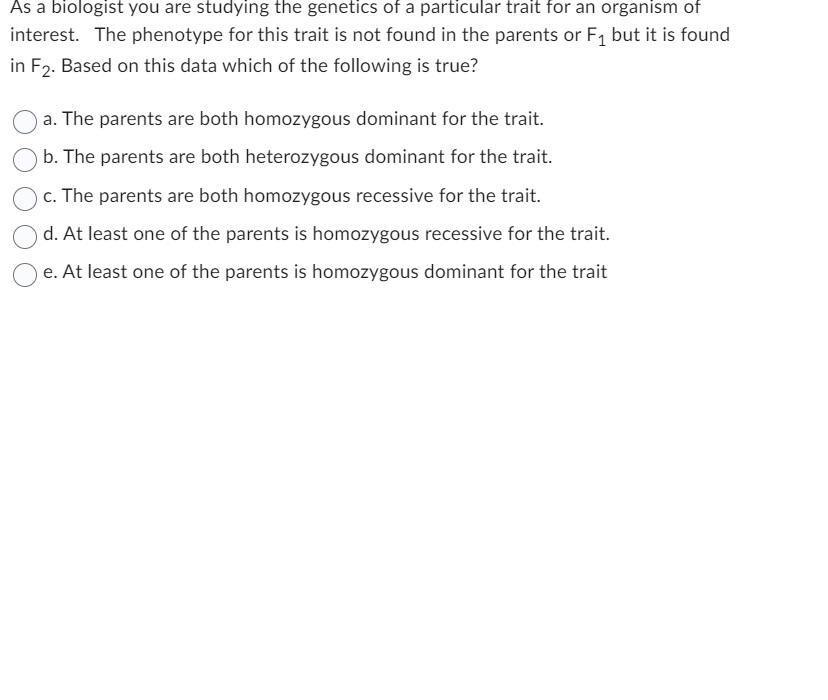 Solved As a biologist you are studying the genetics of a | Chegg.com
