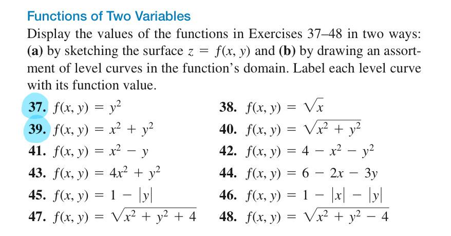 Solved - = Functions of Two Variables Display the values of | Chegg.com