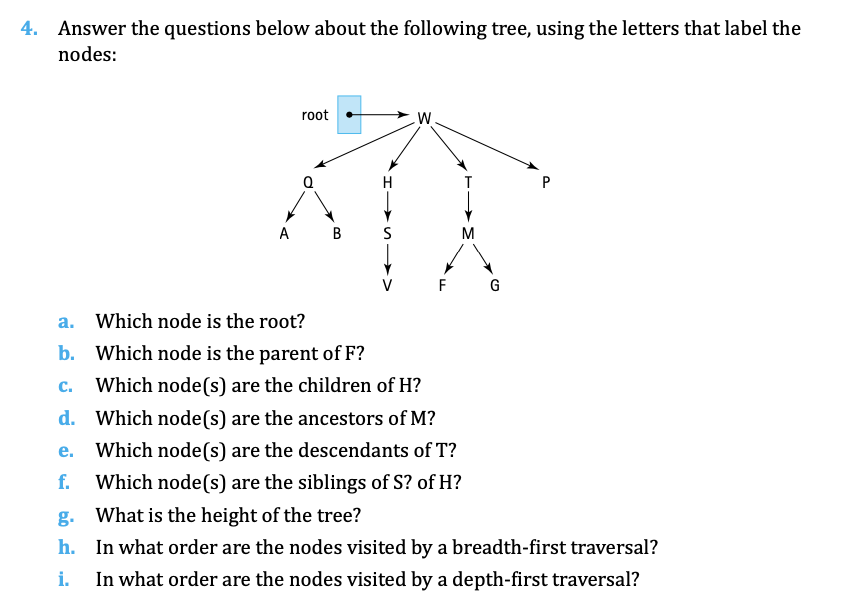Solved Answer the questions below about the following tree, | Chegg.com