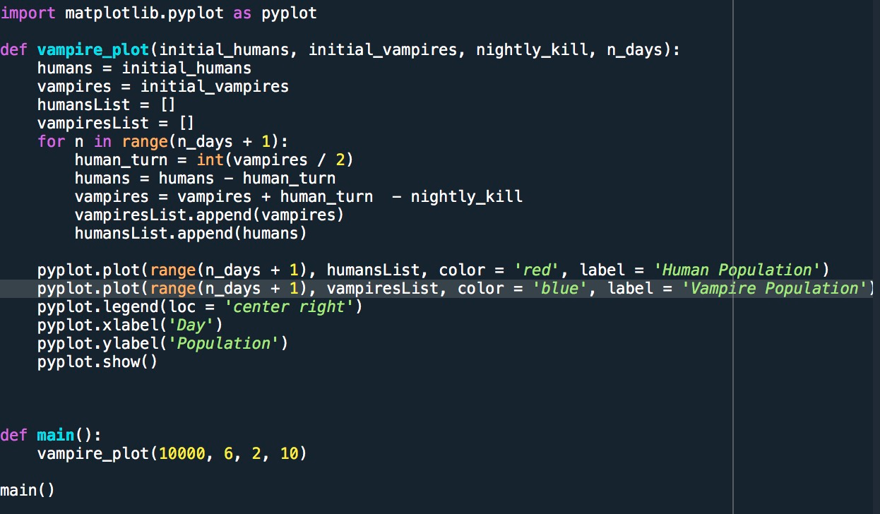Solved This is my code and I want to show the vampire and | Chegg.com