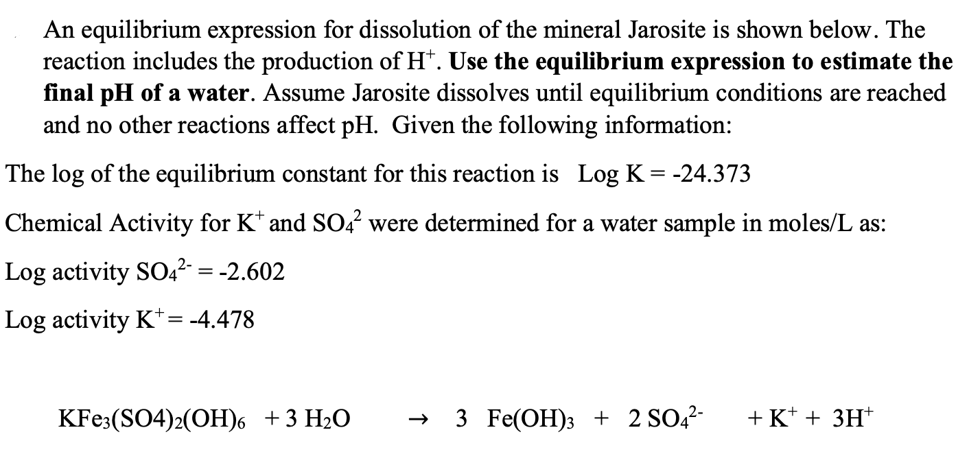 An equilibrium expression for dissolution of the | Chegg.com