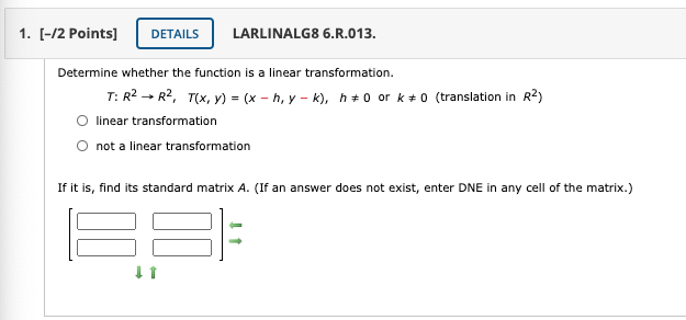 Solved 1 12 Points Details Larlinalg8 6 R 013 Determ Chegg Com